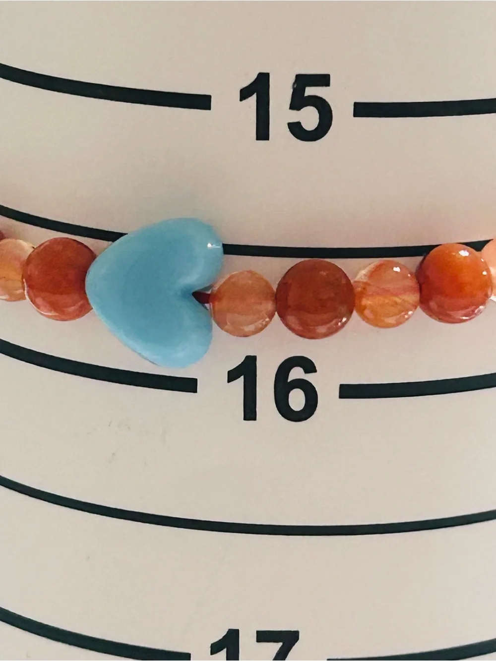 Certified Red Agate Beaded Bracelet with Blue Heart